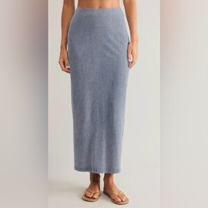 NWT Z Supply Cali Jersey Denim Midi Skirt Blue Size S